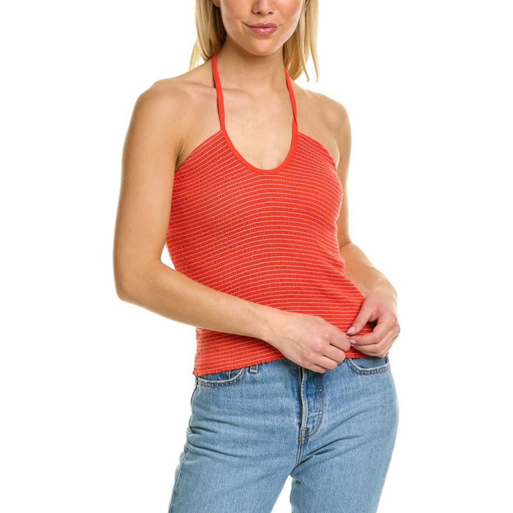Nation LTD Coral Red Halter Knit Tank Top
